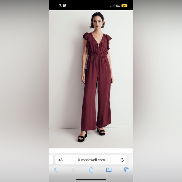 Madewell Jacquard Deep-V Ruffled
Jumpsuit - Picture 1 of 1